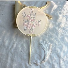 出貨 漢服配飾 仙氣古代團扇舞蹈專用雙面涼快漢服配飾手持扇子, 粉小花A款45cm單, 1個