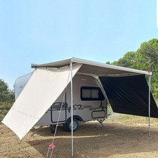 카라반 사이드월 2장세트 사선형 캠핑카 피아마 어닝 블랙코팅 차양막 툴레 가림막 사이드월185, 기본형