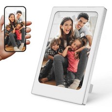 디지털 액자 E-Ink 미니 알루미늄 합금 케이스 포함 4.0인치 휴대용 사진 IPS 4 컬러 잉크 화면 FindXeeink 앱을 통한 간편한 업로드 부모님을 위한 최고의 선물, 화이트