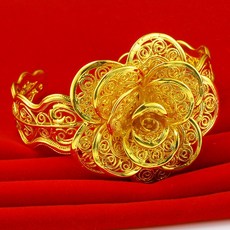 成發珠寶銀樓 純金9999 花朵開口手鐲 女款 飾品, 1個