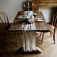 테이블 레이스 플라워 식탁보 러너 자수