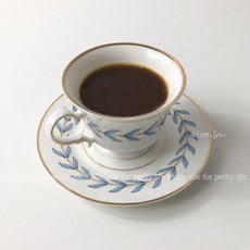 커피잔세트 찻잔 접시 도자기커피잔, 블루리프 컵과 받침 세트, 1개입, 1g