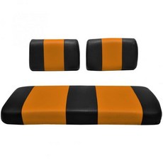 야마하 G-2/G-9 골프카트용 시트 커버 교체 - 전면 벤치 프리미엄 마린 비닐 5개 패널 스티칭 스테이플로 고정하는 설치 방식 투톤 골프카트 화이트, 검정 & 오렌지