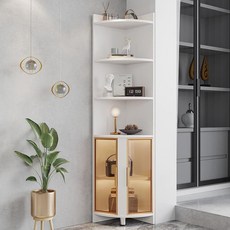 코너 수납장 틈새 모서리 책장 삼각 거실 코너선반 수납, 조립형, 3단 그레이 블랙 30x120