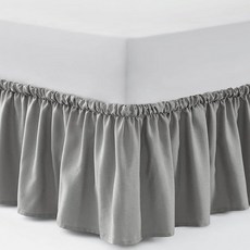 Casual Living 퀸 베드 스커트 랩 어라운드 러플 스타일 박스 스프링 커버 베드 스커트 침실 장식용 세탁기 세탁 가능한 프리미엄 침구 38.1cm(15인치) 드롭 엘라, 회색
