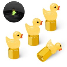 GOOTHX 타이어 밸브 스템 캡 야광 귀여운 오리 4개 자동차 오토바이 트럭 자전거용 범용 옐로우 2880440, GOOTHX 타이어 밸브 스템 캡 야광 귀여운 오리 4
