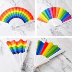 무지개 부채 발표회 장기자랑 워크샵 백일상 생일선물 부모님생신파티 생신축하 환갑, 세로형, 1개