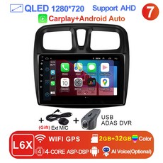 차량 라디오 르노 2014 14 로건 심볼 산데로 2 2019 멀티미디어 LEHX 비디오 카플레이 GPS 플레이어 안드로이드 자동차 DVD Din, L6X 2-32GB DVR