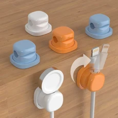 6pcs 접착식 데스크탑 케이블 정리기 회전식 조절 가능 책상 아래 와이어 홀더 미끄럼 방지 벽걸이형 코드, 04 Mix Colors