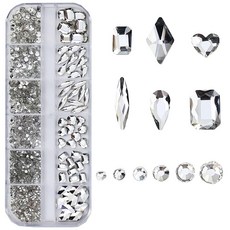 LUYING 네일 파츠 스톤 크리스탈 셀프 네일 레진 네일 데코레이션 핸드메이드 소재 수공예 부품 DIY 네일을 꾸며보세요 – 대용량 수공예 부품 세트 보관 케이스 포함