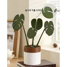 Equator 몬스테라 조화 화분 컵 코스터 컵받침 인테리어 소품 집들이 선물 오브제 추천, 1개, 녹색