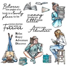 LZBRDY 빈티지 크리에이티브 독서 소녀 투명 스탬프 세트 - DIY 스크랩북 저널링 앨범 장식 아버지의 날 및 어머니의 날 선물, Lz2260931