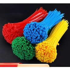 컬러 나일론 타이 3x100 레드 옐로우 블루 그린 원예 묶음용