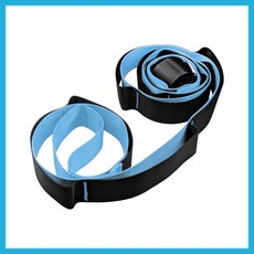 臥虎放鬆 拉筋帶 無彈性多環瑜伽帶，220cm 12格菊花繩，伸展帶，開肩拉伸，一字馬芭蕾適用, 1個, 藍色, 黑色