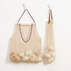 리브온 메쉬 채소 보관망 걸이형 양파 마늘 감자 수납 주방 정리망, 1세트, 베이지