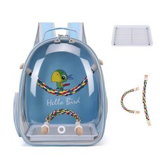 통기성 좋은 휴대용 앵무새 새 이동장 여행용 배낭형 야외 산책용 조류 케이지 백팩, 1개, 블루 이중 로프 포함