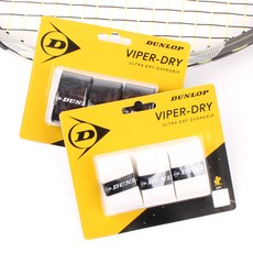 던롭 바이퍼 드라이 오버그립 3개입 테니스라켓 배드민턴 그립테이프, 블랙, 1개
