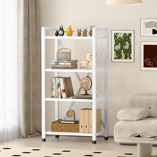 FASEN 선반 다목적 조립식 거실북선반 소나무 격판 주방 3단선반 4단 화분 선반대 녹방지 철제 선반, 화이트