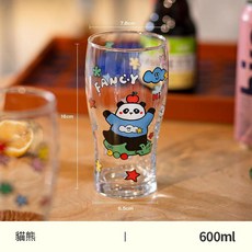 大容量可愛圖案玻璃杯 600ml, 1個