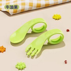 嬰兒訓練叉勺套裝寶寶餐具套裝寶寶兒童自主進食學吃飯短柄叉勺, 1個, 1個, 綠色