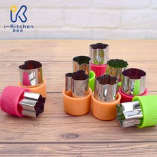 愛廚房 不鏽鋼蔬菜切模3組造型3入組，不銹鋼切模壓模，野餐便當水果蔬菜切花雕花造型模餅乾模, 1個, 愛心款(3入組)