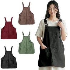 깔끔더하기 앞뒤 카페 방수 예쁜 앞치마, 1개, 블랙