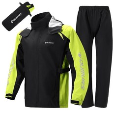 Oumurs 남성 및 여성용 오토바이 레인 수트 방수 기어 낚시 라이딩 골프 작업 자전거 사냥 캠핑 우비 경량 나일론 반사 재킷 팬츠, XX-Large, 블랙 그린