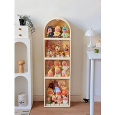 디스플레이 인형 장식장 아크릴 전시대 포함 전시 모듈 악세사리 박스, 화이트 둥근상단+소형2개+대형 50개