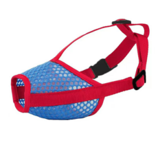 透氣防咬狗嘴套 網狀設計 適用於柯基、邊境牧羊犬、柴犬, 紅藍拼接嘴套, S【建議4-9斤】