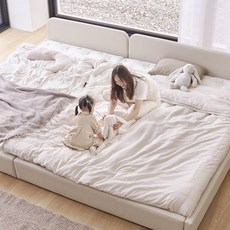 아씨방가구 슬림 저상형 패밀리침대 오픈형 SS+Q, 파스텔화이트