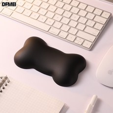 DFMEI 皮質硅膠護腕鼠標墊鍵盤手託腕託護手腕手枕皮革骨頭手腕墊, 1個, 黑色:如圖