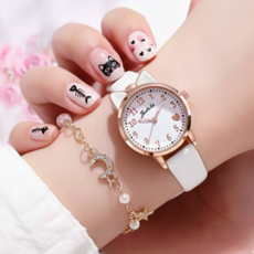 어썸H 패션 손목 시계 리본 하트 심플 큰 숫자 디자인 여학생 캐주얼