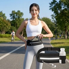 위클로버 초경량 흔들림없는 러닝 벨트 방수 힙색, 블랙, 1개
