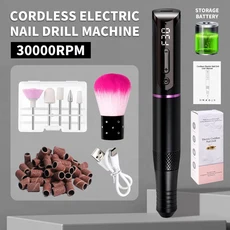 30000RPM 휴대용 무선 전기 손톱 폴리 셔 드릴 머신 연삭 죽은 피부 제거 예술, 05 Black, 05 Black
