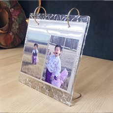 拍立得相冊集3/4/5/6寸情侶款愛豆專輯小卡照片ins風亞克力擺臺, 夢幻水波紋3寸68卡位