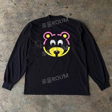 칸예 웨스트 Kanye West 남녀공용 라운드넥 긴소매 티셔츠 긴팔티 블랙 맨투맨