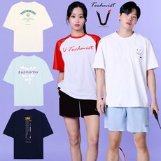 테크니스트 배드민턴 티셔츠 반팔 상의 코튼라이크 오버핏