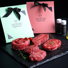 미트팩토리 프라임냉장 핑크 스테이크 600g(갈비살+부채+블록컷 등심) 안데스소금50g 증정, 1개