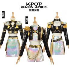 獵魔女團cos服 佐伊動漫服魯米打歌服米拉黑金打歌服cosplay, 佐伊黑金打歌服,儿童130, 1個