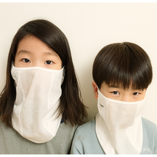 어린이 자외선차단 등원 마스크 키즈 쿨링 숨쉬기 편한 페이스커버 MUTIPERSONA, 화이트&화이트, 2개