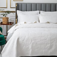 침대 전체 덮개 230cmx250cm, 화이트 팜 리프