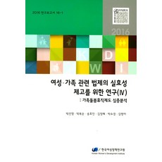 提升女性家庭相關法制實效性之研究 4： 家庭照顧休假制度深入分析, 朴善英,朴福順,宋孝真,金貞惠,朴修敬,金明我 共著, 韓國女性政策研究院