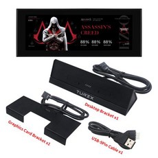 4.6인치 IPS USB 보조 화면 TURZX 960x320 스마트 확장 CPU GPU RAM 모니터 그래픽 카드용 윈도우 10 11, 2)4.6 Inch-Black