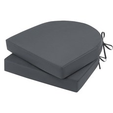Topotdor 야외 의자 쿠션 2개 세트 43.2 x 40.6 5.1cm(17 16 2인치) 가구용 방수 파티오 쿠션 라운드 코너 시트 색상 견뢰도 패드 타이 포함 그, 19"x19"x3"(2 Pack-U Shaped), 다크 그레이
