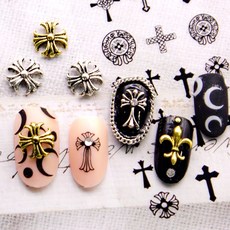 가즈벨라 엔틱 빈티지 십자가 네일파츠, 2개, 02 엔틱실버