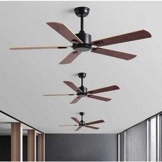 공업용 실링팬 천장형 프로펠러 업소용 축사 창고 몽땅, 블랙+목재 3엽 42인치+벽제어