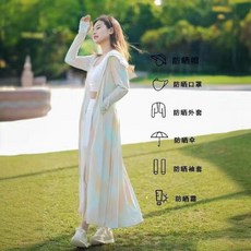 新款抗UV原紗超長款全身防曬衣 冰絲透氣 UF50 防曬服 披肩女