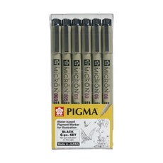 사쿠라 피그마마이크론 블랙6본세트 XSDK-6A, 사쿠라 피그마 블랙 6본세트(XSDK-6A)