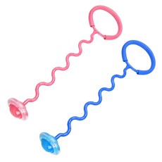 위시월드 LED 발목줄넘기 KC인증 꼬불이형, 블루, 2개, 핑크
