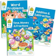 School Zone Math 3-Pack Workbook Set: 192 Pages 1st Grade 2nd Word Problems Addition Subtracti, School Zone Math 3-Pack Workbo